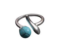 Lllunimon Anello Irregolare in Rame con Turchese e Argento, Gioielli a Strati con Pietra Naturale, da Indossare Quotidianamente, Adatto a Feste, Regalo per Mamma/Fidanzata/Sorelle,B