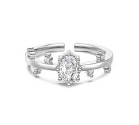 Lllunimon Anello ovale foglia 925 in argento Micro-set di diamanti ornamento vite stile elegante Regali da indossare tutti i giorni per lei