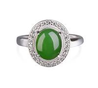 Lllunimon Anello Ovale Naturale in Giada Verde Anello con Pietra Preziosa in Argento Sterling per Donna Anello Regolabile Statement Gioiello Regalo per Moglie o Mamma