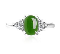 Lllunimon Anello ovale verde in giada 925 argento sterling, anello regolabile da donna, anello con pietra naturale, gioielli, regalo per moglie o mamma