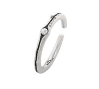 Lllunimon Anello ramo di perle Anello in argento sterling da donna Gioielli ispirati alla foresta Elegante e semplice impilabile Regalo da indossare tutti i giorni per lei,Nero