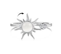 Lllunimon Anello Rotante del Dio Sole Regolabile per Donne, Anello Anti-Stress in Argento Sterling S925, Anelli Impilabili con CZ per Donne, Regalo di Compleanno Fortunato