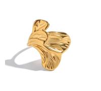 Lllunimon Anello Scultoreo a Petalo d'Oro, Gioiello Artistico di Tendenza, Da Indossare Quotidianamente, Adatto a Mostre d'Arte/Cene, Regalo per Mamma/Fidanzata/Sorelle