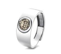 Lllunimon Antica moneta greca S925 anello d'argento storico antico moneta forma gioielli gioielli semplici da indossare tutti i giorni regalo per lei