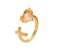 Lllunimon Antico cuore e anelli in lega crociata, gioielli d'arte in oro e argento, indossato ogni giorno, adatto per feste, regali per le donne durante le feste,B