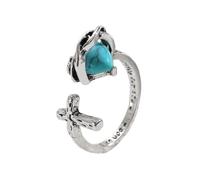 Lllunimon Antico cuore e anelli in lega crociata, gioielli d'arte in oro e argento, indossato ogni giorno, adatto per feste, regali per le donne durante le feste,C