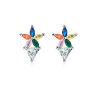 Lllunimon Arcobaleno Fiore Zircone Orecchini Orecchini Da Donna In Argento Sterling 925 Elegante Arte Fiore Gioielli Da Indossare Tutti I Giorni Colore Amanti Regalo