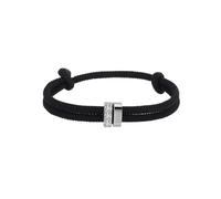 Lllunimon Bracciale con corda intrecciata regolabile per uomo, bracciali di coppia neri fatti a mano con zirconi, bracciali intrecciati a mano per uomo e donne Milano,Argento