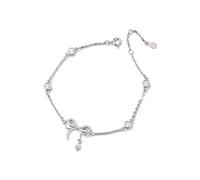 Lllunimon Bracciale da donna 999 Sterling Silver Bowknot Zircone lucido Gioielli per feste di nozze Regali Delicati Gioielli con fiocco Regali per le donne Bracciale con ciondolo