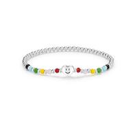 Lllunimon Bracciale da donna in argento sterling 925 Smiley Bracciale moda arcobaleno Candy Beaded Bracelet da indossare tutti i giorni