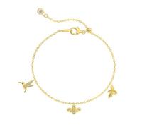 Lllunimon Bracciale in Argento Sterlina Placcato Oro 18k, Collana con Pendenti Colibrì e Ape, Bracciale in Zircone Cubico per Donne, Indossabile Quotidianamente, Regalo di Gioielli,D'oro