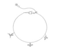 Lllunimon Bracciale in Argento Sterlina Placcato Oro 18k, Collana con Pendenti Colibrì e Ape, Bracciale in Zircone Cubico per Donne, Indossabile Quotidianamente, Regalo di Gioielli,Argento