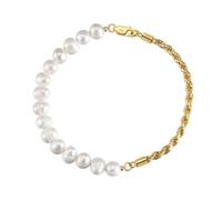 Lllunimon Bracciale in argento sterling 925 per gli uomini Bracciale di perle d'acqua dolce Bracciale di perle da uomo delicato Raffinato gioielli artigianali progettati da gioiellieri,D'oro