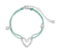 Lllunimon Bracciale in argento sterling, bracciale con charm a forma di cuore, catene a mano in zirconia cubica per donne, lunghezza regolabile, regalo di gioielli,Verde