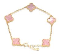 Lllunimon Bracciale Quadrifoglio in Argento 925 Bracciale Fortunato Quadrifoglio Regalo di Compleanno Gioiello di San Valentino per Donne e Uomini (Placcato in Oro 18K),18kgold(brown)