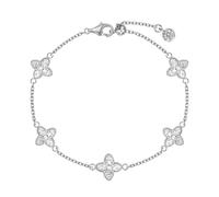 Lllunimon Braccialetti in argento sterling placcato oro, bracciale con charm quadrifoglio, lunghezza regolabile, da indossare ogni giorno, regalo di gioielli per donne,Argento