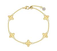 Lllunimon Braccialetti in argento sterling placcato oro, bracciale con charm quadrifoglio, lunghezza regolabile, da indossare ogni giorno, regalo di gioielli per donne,D'oro