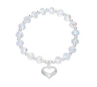 Lllunimon Braccialetti in perline di cristallo per donne, bracciale con charm a cuore e sorriso, 7 pollici, gioielli scintillanti per mamma, moglie, amica, da indossare ogni giorno,A