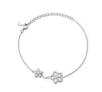 Lllunimon Braccialetto in argento sterling 925 per donna, bracciale a forma di stella e fiore con zirconia cubica, regolabile fino a 18 cm, indossabile quotidianamente, regalo di gioielleria elegante