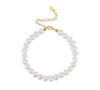 Lllunimon Bracciali di perle d'oro per le donne, braccialetto di perle d'acqua dolce coltivate, bracciali di perline di perle delicate placcate in oro 14 carati per le donne moglie mamma regali