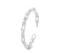 Lllunimon Catena di bambù S925 anello d'argento elegante orientale Zen gioielli classici senza tempo indossare tutti i giorni un regalo per lei