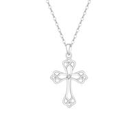 Lllunimon Collana Croce In Argento Sterling per Donna Collana In Oro Vergine Maria Pendente per Donna Zirconi Croce Oro Collane Regali Cristiani per Lei,Platinum