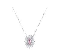Lllunimon Collana da donna in argento sterling 925 gioielli alla moda rosa piccolo fiore quadrato zircone ciondolo clavicola collana catena di estensione per l'uso quotidiano