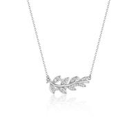 Lllunimon Collana da donna in argento sterling 925 Squisita collana con ciondolo a foglia ciondolo zircone gioielli da indossare quotidianamente gioielli di moda regali,Argento