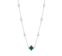 Lllunimon Collana di trifoglio verde a quattro foglie per le donne Delicato perla d'acqua dolce Lucky Clover Ciondolo 925 Sterling Silver 14K Gioielli in oro Regali per le donne,Platinum