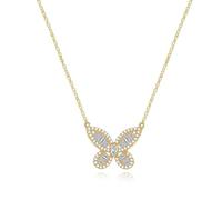 Lllunimon Collana in argento sterling S925 con ciondolo a farfalla piena di gioielli con zirconi, stile elegante e alla moda Regali da indossare tutti i giorni per lei,D'oro