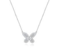 Lllunimon Collana in argento sterling S925 con ciondolo a farfalla piena di gioielli con zirconi, stile elegante e alla moda Regali da indossare tutti i giorni per lei,Argento
