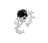 Lllunimon Corallo Nero Onice Anello S925 Gioielli In Argento Sterling Gioielli In Corallo Profondo Mare Misterioso Elegante Gioielli Indossare Ogni Giorno Un Regalo Per Lei