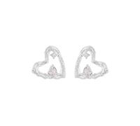 Lllunimon Cut-out amore zircone S925 orecchini in argento sterling gioielli ispirati cosmici Elegante stile minimalista vintage Regali da indossare tutti i giorni per lei,Argento