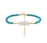 Lllunimon Dainty 14K oro placcato Turchese Braccialetti Western Boho Turchese Pearl Braccialetti per le donne impilabili da indossare, progettati specificamente per le donne Accessori estivi
