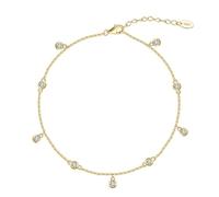 Lllunimon Dainty Braccialetto Della Caviglia per Le Donne 14K Placcato Oro Piccolo Bianco Cubic Zirconia Nappa Catena Del Piede Carino Lucky Foot Gioielli Boho Cavigliere per,D'oro