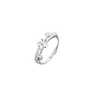 Lllunimon Delicati anelli di fiori per le donne 999 anelli in argento sterling per le donne Plum Blossom Ring regalo di monili di moda regolabile,Silver1