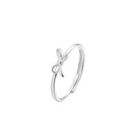 Lllunimon Delicato anello di prua per le donne 999 Sterling Silver Eternity Ring per i suoi gioielli di moda regolabili carino e dolce anelli di fiocco regali di compleanno,Silver1