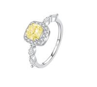 Lllunimon Delicato diamante rosa diamante giallo anello da donna in argento sterling 925 gioielli quadrati alla moda da indossare tutti i giorni anello di anniversario,Giallo,Size 5