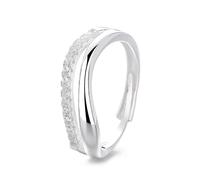 Lllunimon Doppia fila di diamanti Anello in argento S925 Gioielli eleganti e romantici Accessorio classico vintage senza tempo Da indossare tutti i giorni Regalo per lei