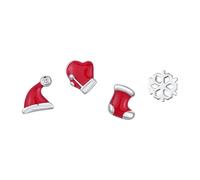 Lllunimon Elementi festivi Orecchini a bottone Orecchini da donna in argento sterling 925 Cappello smaltato Guanti Calzini Orecchini Regalo da indossare tutti i giorni per lei