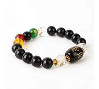Lllunimon Feng Shui Obsidian Bracciale Cinque Elementi ricchezza Porsperity e buona Fortuna Attract bordano i Braccialetti Regalo Donne Uomini,12mm