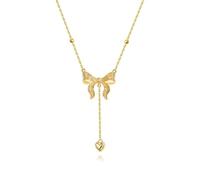 Lllunimon Fiocco d'oro S925 collana in argento sterling Love nappa gioielli stile elegante e romantico Regali da indossare tutti i giorni per lei