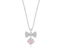 Lllunimon Fiocco fuochi d'artificio zircone S925 collana in argento sterling ciondolo scintillante gioielli dolci ed eleganti stile carino e semplice Regali da indossare tutti i giorni per lei,Rosa