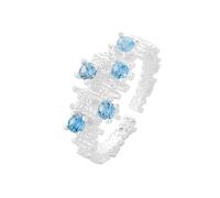 Lllunimon Irregolare Aqua Zircon Anello S925 Gioielli in Argento Sterling Arctic Ice Reef Design Accessori Eleganti Indossare Tutti i Giorni Regali per lei