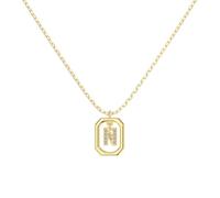Lllunimon Lettera zircone 925 collana in argento sterling bicolore quadrato telaio pendente stile moda minimalista Regali da indossare tutti i giorni per lei,D'oro,O