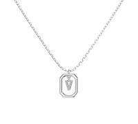 Lllunimon Lettera zircone 925 collana in argento sterling bicolore quadrato telaio pendente stile moda minimalista Regali da indossare tutti i giorni per lei,Argento,C