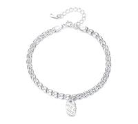 Lllunimon Melee bead lettera S925 bracciale in argento sterling Lucky charm gioielli catena a doppio strato stile semplice Regali da indossare tutti i giorni per lei