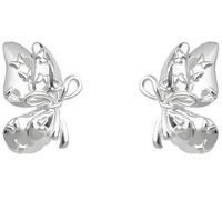 Lllunimon Orecchini a bottone con farfalla in rilievo 3D in argento, retro piatto, eleganti gioielli romantici da indossare ogni giorno, regalo per fidanzata/sorelle, da indossare a parte,Ear Clip