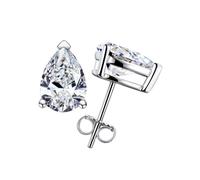 Lllunimon Orecchini a Bottone con Moissanite a Forma di Pera, Colore D, VVS1, Argento Sterling 925, Orecchini Scintillanti per Fidanzamento, Gioielli per la Sposa, Regalo per Lei, 1Ct-6Ct,0.5ct