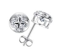 Lllunimon Orecchini a Bottone con Quadrifoglio in Moissanite per Donne e Uomini, Colore D, VVS1, Argento Sterling 925, Gioielli Ipoallergenici per Anniversario